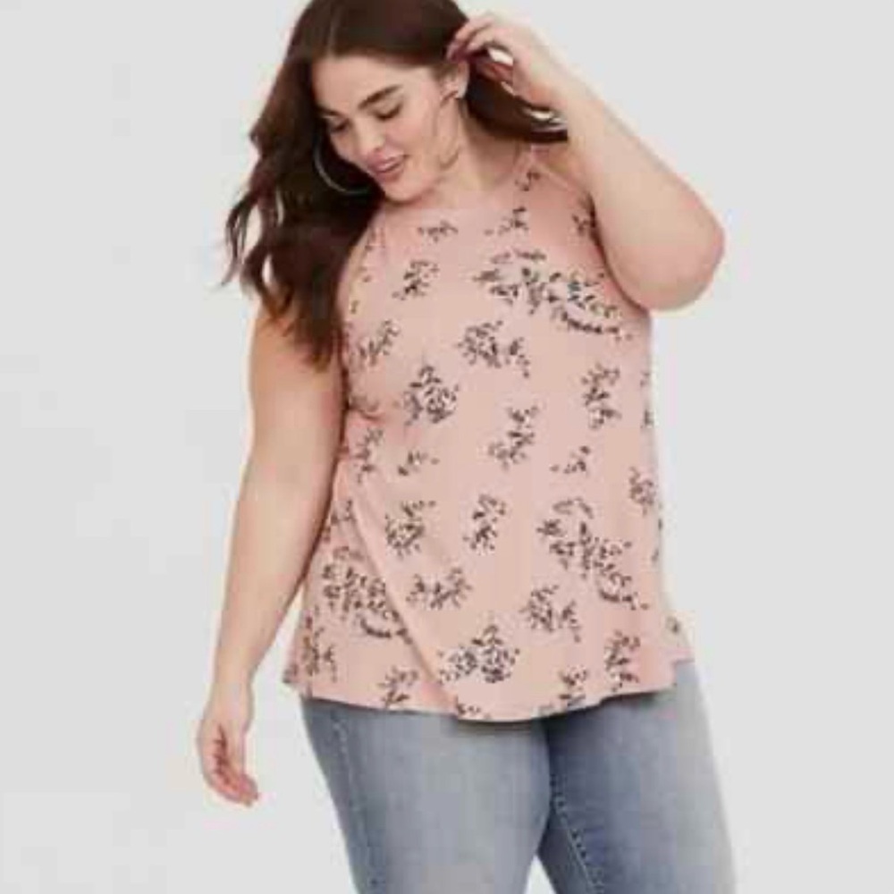 torrid Pink Floral High-Neck Tank Top